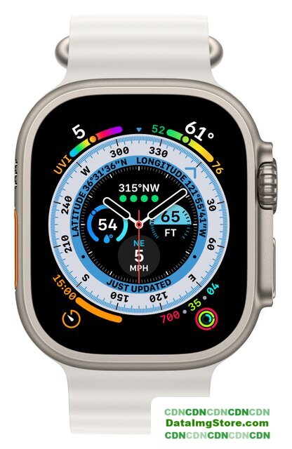 Умные часы Apple Watch Ultra LTE 49 мм (титановый корпус, титановый/белый, ремешок из эластомера) - Изображение №2 — buytech