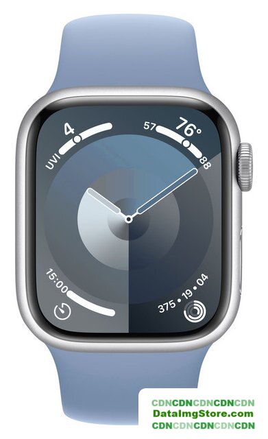 Умные часы Apple Watch Series 9 41 мм (алюминиевый корпус, серебристый/зимний синий, спортивный силиконовый ремешок S/M) - Изображение №2 — buytech