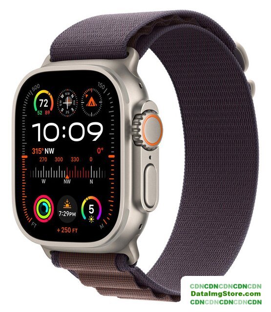 Умные часы Apple Watch Ultra 2 LTE 49 мм (титановый корпус, титановый/индиго, текстильный ремешок размера L) - Изображение №1 — buytech