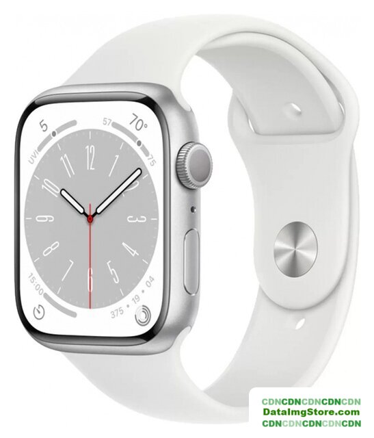 Умные часы Apple Watch Series 8 45 мм (алюминиевый корпус, серебристый/белый, спортивный силиконовый ремешок M/L) - Изображение №1 — buytech