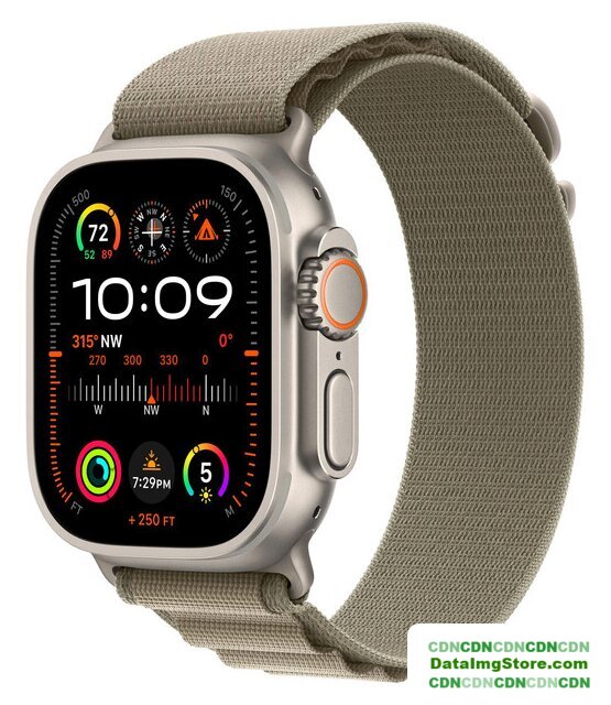 Умные часы Apple Watch Ultra 2 LTE 49 мм (титановый корпус, титановый/оливковый, текстильный ремешок размера S) - Изображение №1 — buytech