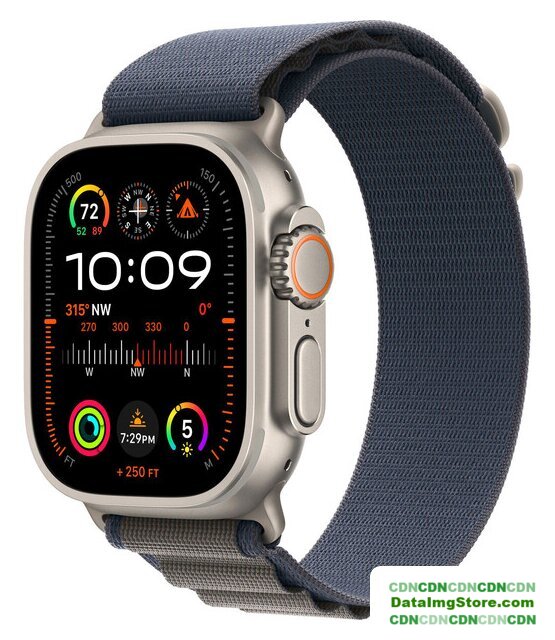Умные часы Apple Watch Ultra 2 LTE 49 мм (титановый корпус, титановый/синий, текстильный ремешок размера L) - Изображение №1 — buytech