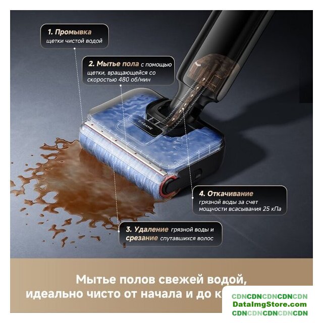 Вертикальный моющий пылесос Dreame G12 Pro Wet and Dry Vacuum HHR32A (евровилка, черный) - Изображение №11 — buytech