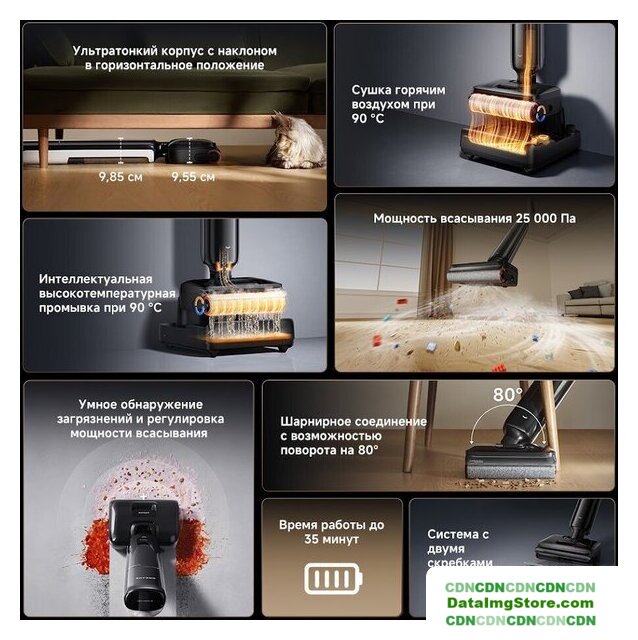 Вертикальный моющий пылесос Dreame G12 Pro Wet and Dry Vacuum HHR32A (евровилка, черный) - Изображение №13 — buytech