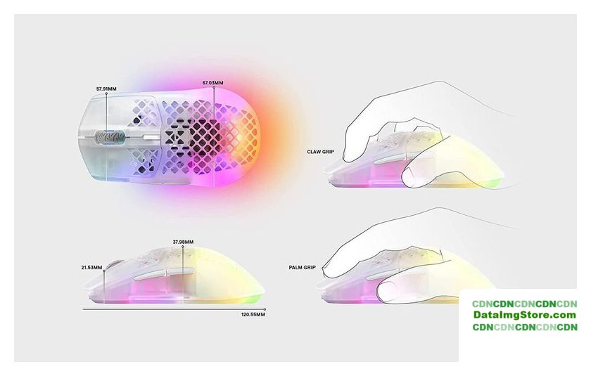Игровая мышь SteelSeries Aerox 3 Wireless 2022 Edition Ghost - Изображение №6 — buytech