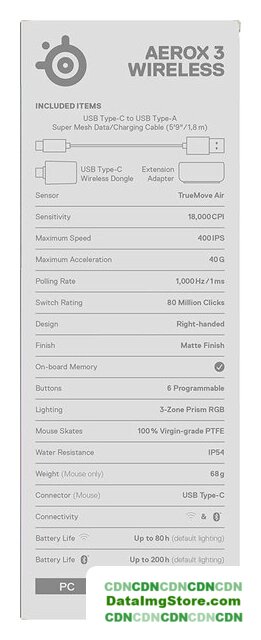 Игровая мышь SteelSeries Aerox 3 Wireless 2022 Edition Ghost - Изображение №9 — buytech