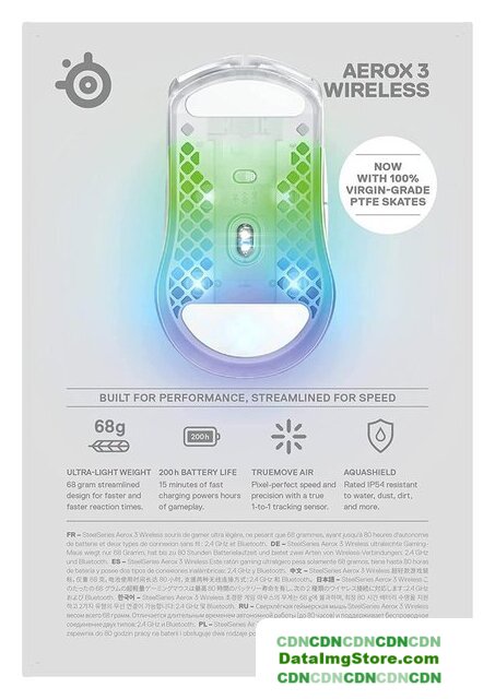 Игровая мышь SteelSeries Aerox 3 Wireless 2022 Edition Ghost - Изображение №8 — buytech