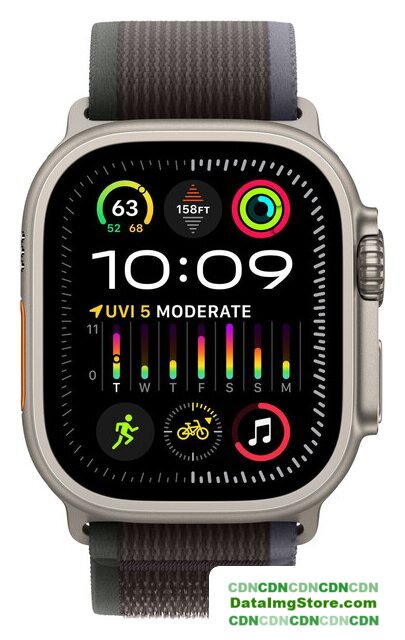 Умные часы Apple Watch Ultra 2 LTE 49 мм (титановый корпус, титановый/черно-синий, нейлоновый ремешок размера S/M) - Изображение №2 — buytech