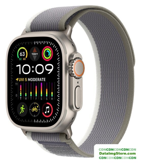 Умные часы Apple Watch Ultra 2 LTE 49 мм (титановый корпус, титановый/серо-зеленый, нейлоновый ремешок размера S/M) - Изображение №1 — buytech