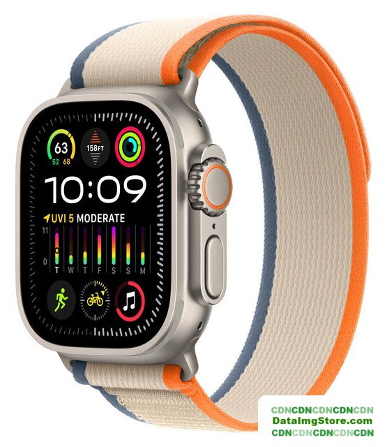 Умные часы Apple Watch Ultra 2 LTE 49 мм (титановый корпус, титановый/бежево-оранжевый, нейлоновый ремешок размера S/M) - Изображение №1 — buytech