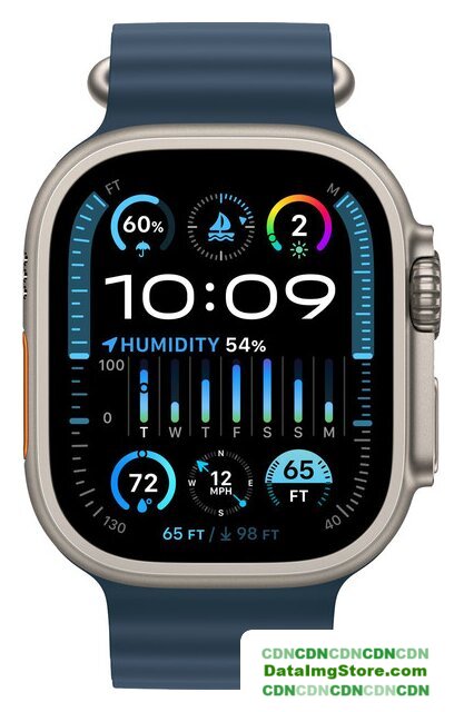 Умные часы Apple Watch Ultra 2 LTE 49 мм (титановый корпус, титановый/синий, ремешок из эластомера) - Изображение №2 — buytech