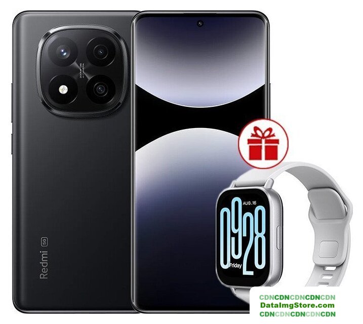 Телефон Xiaomi Redmi Note 14 Pro+ 5G 8GB/256GB международная версия (черный) + умные часы Xiaomi Redmi Watch 5 Active (серебристый) по акции - Изображение №1 — buytech