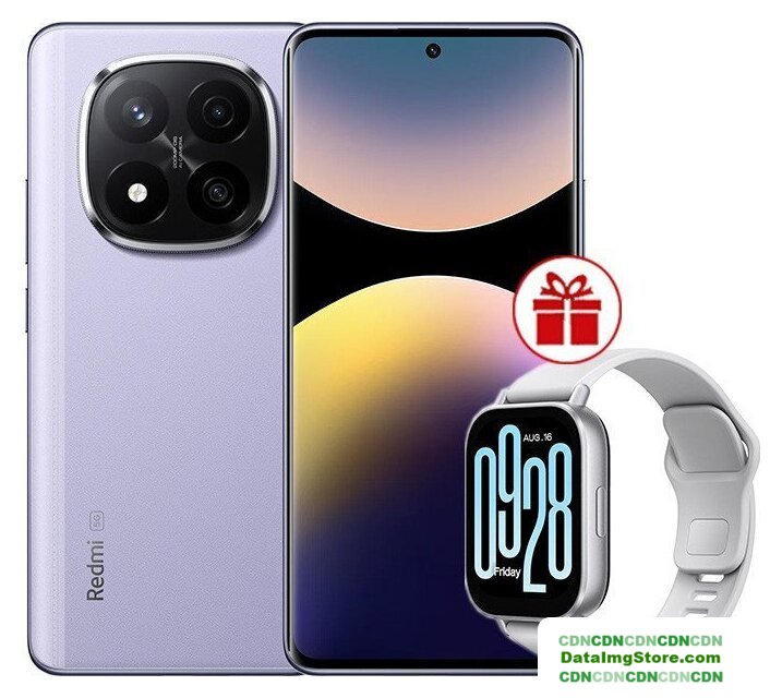 Телефон Xiaomi Redmi Note 14 Pro+ 5G 8GB/256GB международная версия (фиолетовый) + умные часы Xiaomi Redmi Watch 5 Active(серебристый) по акции - Изображение №1 — buytech