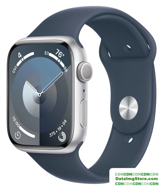 Умные часы Apple Watch Series 9 45 мм (алюминиевый корпус, серебристый/грозовой синий, спортивный силиконовый ремешок M/L) - Изображение №1 — buytech