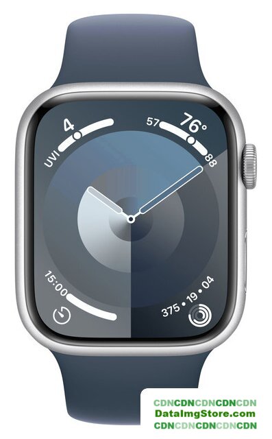 Умные часы Apple Watch Series 9 45 мм (алюминиевый корпус, серебристый/грозовой синий, спортивный силиконовый ремешок M/L) - Изображение №2 — buytech