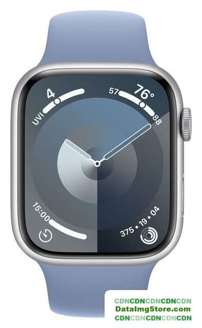 Умные часы Apple Watch Series 9 45 мм (алюминиевый корпус, серебристый/зимний синий, спортивный силиконовый ремешок S/M) - Изображение №2 — buytech