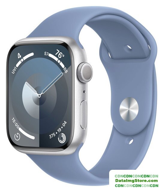 Умные часы Apple Watch Series 9 45 мм (алюминиевый корпус, серебристый/зимний синий, спортивный силиконовый ремешок S/M) - Изображение №1 — buytech