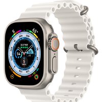 Apple Watch Ultra LTE 49 мм (титановый корпус, титановый/белый, ремешок из эластомера)