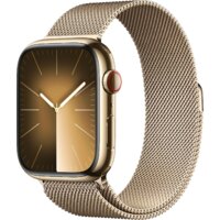 Apple Watch Series 9 LTE 45 мм (корпус из нержавеющей стали, золотистый/миланский золотистый)