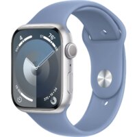 Apple Watch Series 9 45 мм (алюминиевый корпус, серебристый/зимний синий, спортивный силиконовый ремешок M/L)